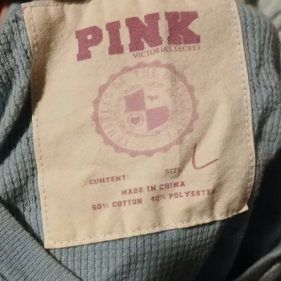 PINK Victoria's Secret Blue Ribbed Top - Picture 2 of 7